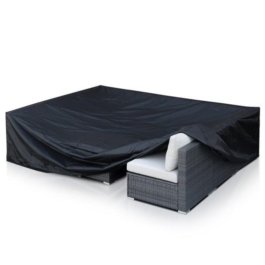 Housse de canapé d'extérieur NICESOUL® Housse de meubles imperméable Revêtement PU avec aérations Fermetures à glissière réglables Housse de conversation pour patio Noir 