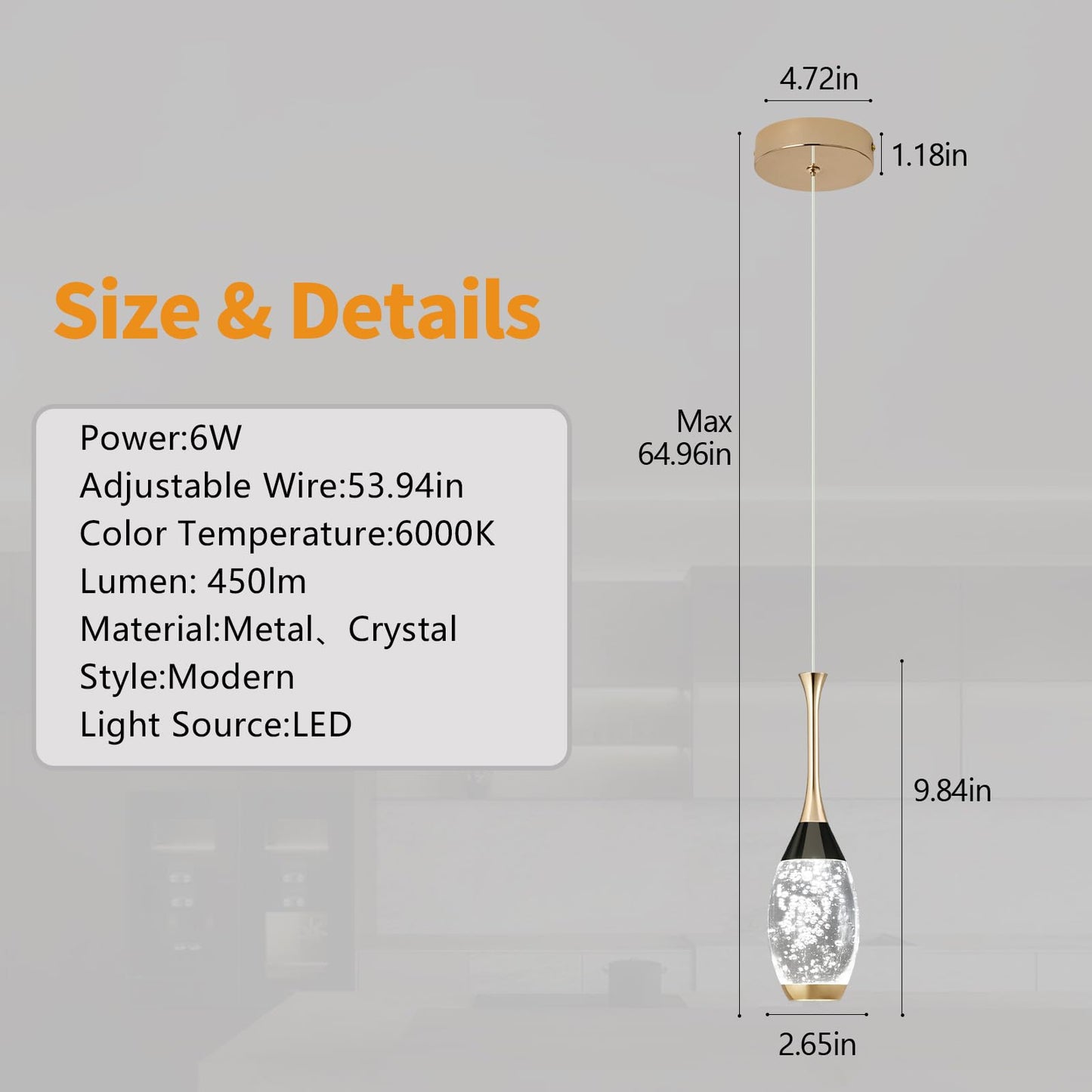 Moderne Pendelleuchte in Schwarzgold, dimmbare LED-Deckenleuchte, Mini-Pendelleuchte in Tropfenform aus Kristall für Kücheninsel, Schlafzimmer, Flur, Eingangsbereich (3er-Pack) 