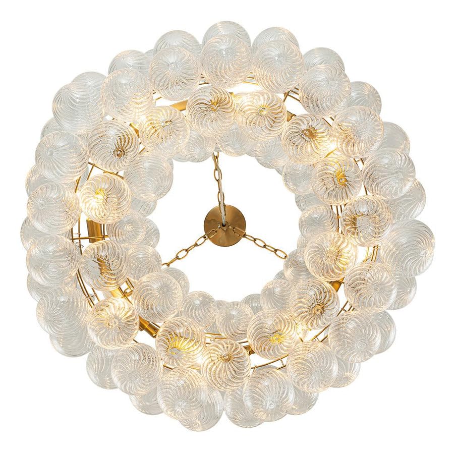 Gold Bubble Chandelier 4-Tier Round Clear Glass Globe Chandeliers 8 Lights 24Inch Dia Blown Glass Pendant Chandelier Light Fixture for Dining Room Bedroom Living Room