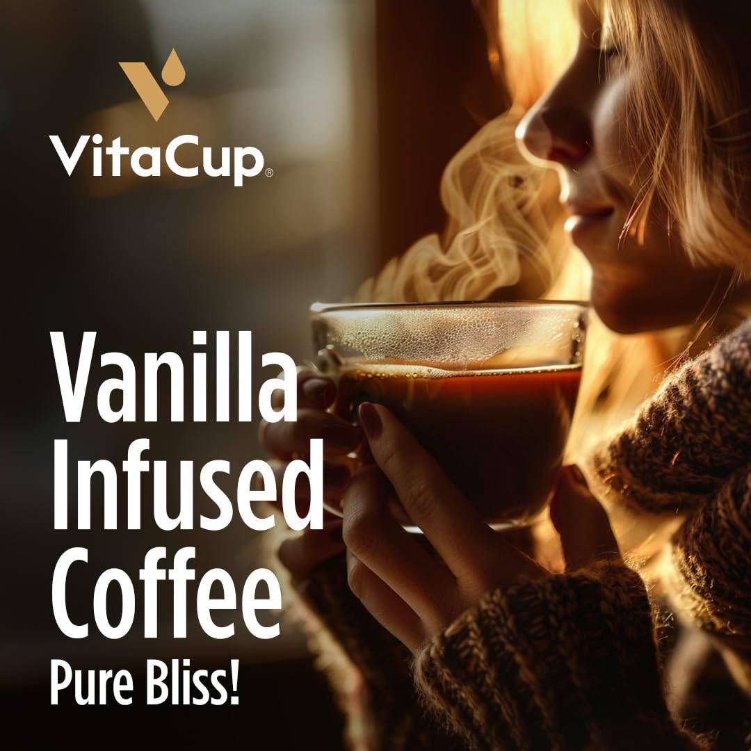 Capsules de café VitaCup Lightning, pour la mémoire et la concentration avec 2X de caféine, grains de café vert, vitamines B, D3, café torréfié foncé et fort, dosettes individuelles recyclables compatibles avec les cafetières Keurig K-Cup, 16 unités 