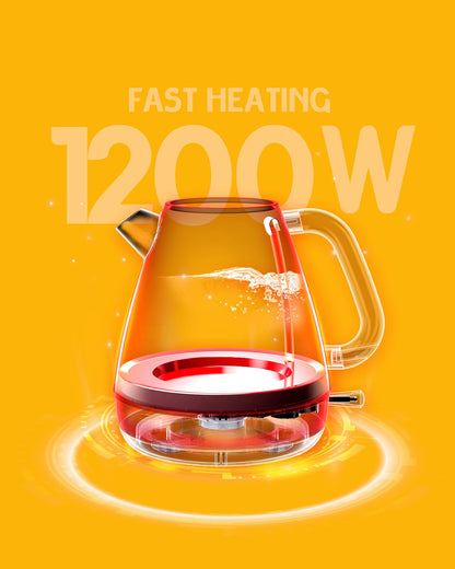 Hazel Quinn Retro Electric Kettle - 1.7 Liters / 57.5 Ounces Tea Kettle with Thermometer, All Stainless Steel, 1200 Watts Fast Boiling, BPA-free, Cordless, Automatic Shut Off.