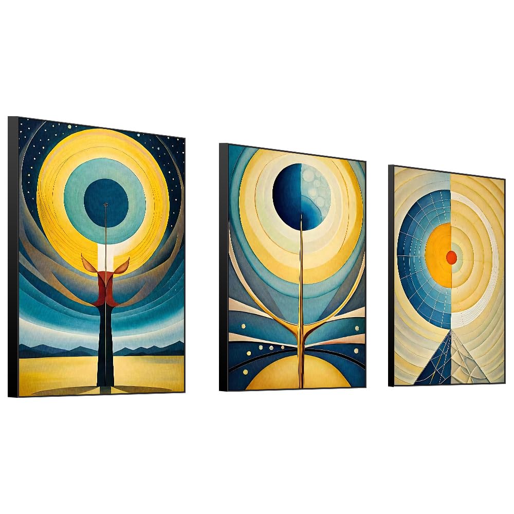 Framed Wall Art Set of 3 Bright Posters & Prints, Modern Abstract Aesthetic Pictures Decor For living room Bedroom Kitchen Office. Wall Art Decor Are Great Gifts Choice (16" X 24" X 3 pieces)