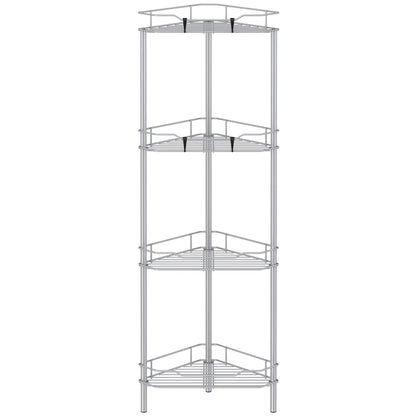 4 Tier Floor Standing Corner Shower Caddy Organizer Shelf with Hooks