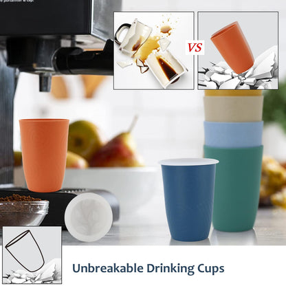 Homienly Wheat Straw Cups – Reusable, Unbreakable, Tumblers, Stackable & Dishwasher Safe