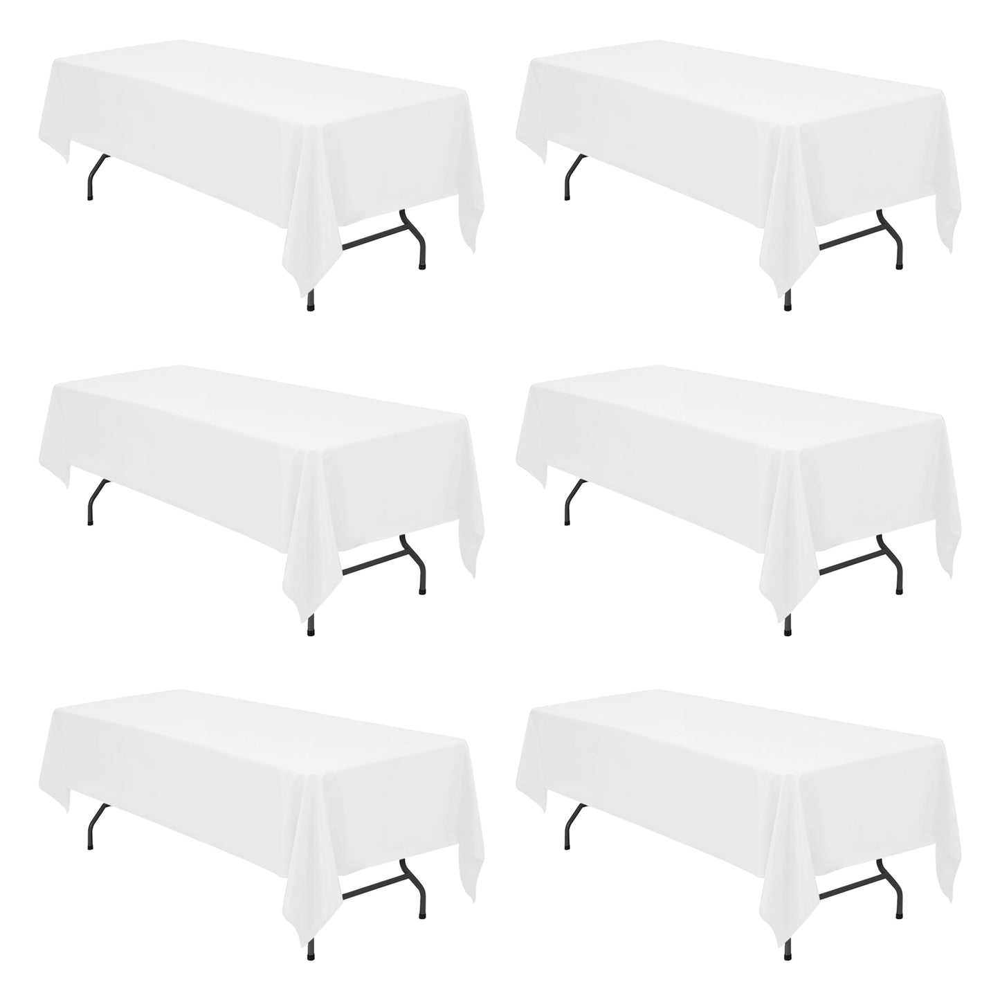 BRILLMAX Lot de 6 nappes bleu marine pour tables rectangulaires de 8 pieds 60 x 126 pouces - Tissu en polyester rectangulaire en vrac de 8 pieds lavable pour réception de mariage, banquet, fête, buffet, restaurant 