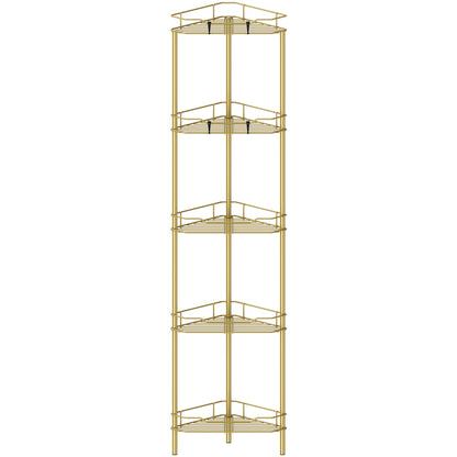 4 Tier Floor Standing Corner Shower Caddy Organizer Shelf with Hooks