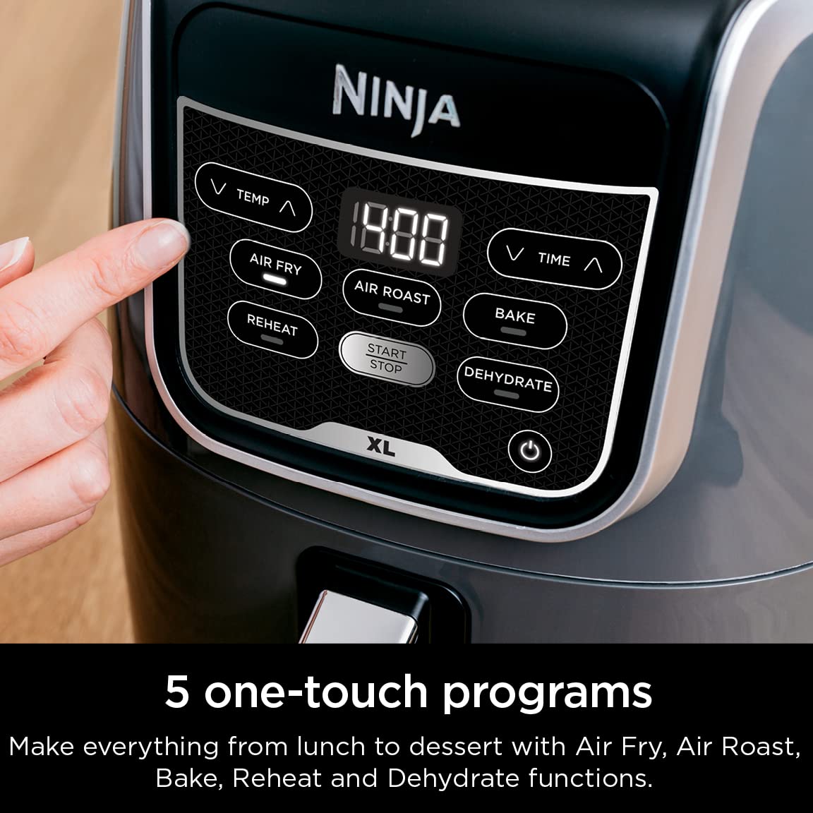 Ninja Air Fryer, Roast, Bake, Air Fry, Roast, Broil, Reheats, & Dehydrates, 4-in-1, Fries, Frozen Food, Veggies, and Juicy Meat, Less Oil, Easy Meals, Healthy Meals, Compact, 4 QT, Grey, AF101