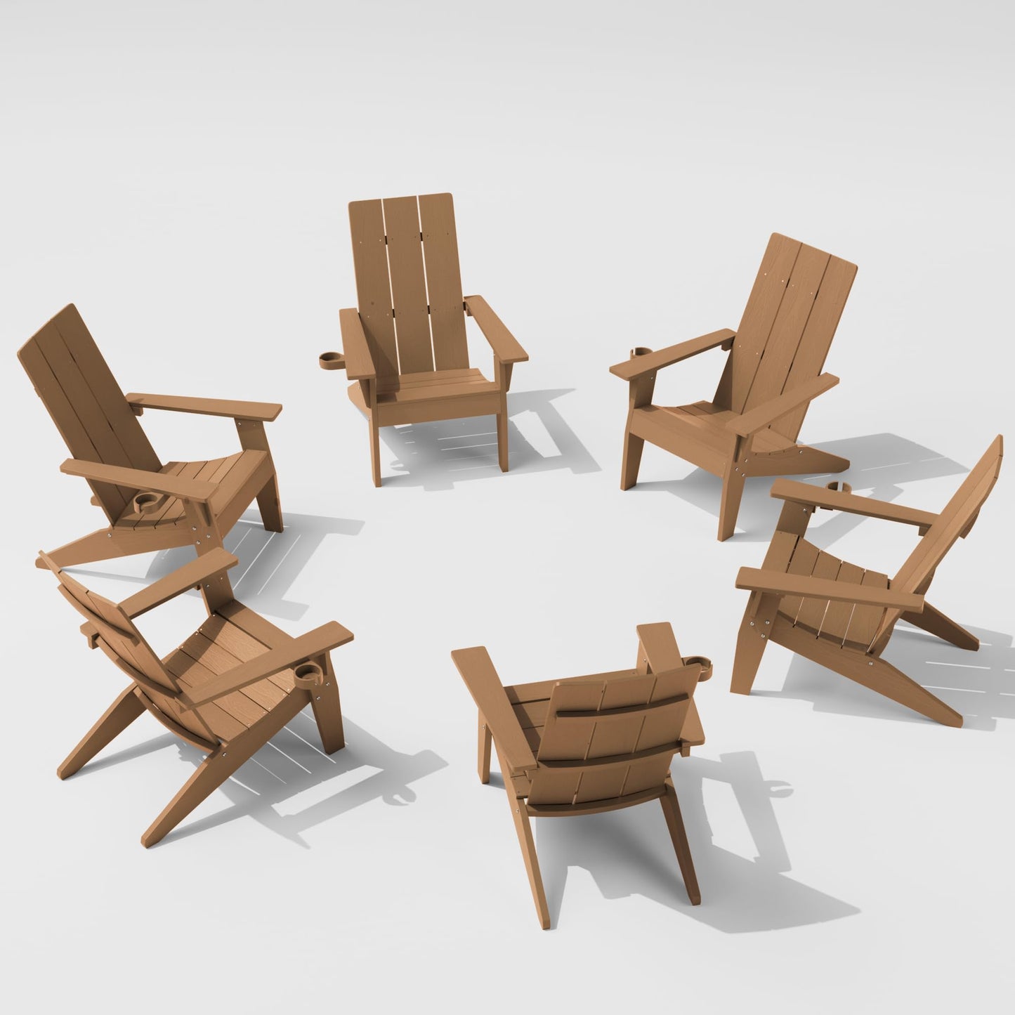 MXIMU Moderne Adirondack-Stühle, 4er-Set, wetterbeständig, mit Getränkehalter, übergroße Feuerstellenstühle aus Kunststoff, Kunststoff-Außenstühle für den Sitzbereich an der Feuerstelle (schwarz) 