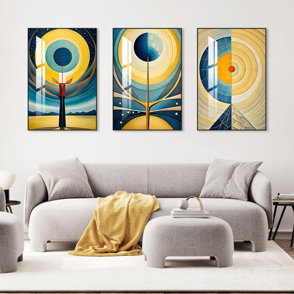 Framed Wall Art Set of 3 Bright Posters & Prints, Modern Abstract Aesthetic Pictures Decor For living room Bedroom Kitchen Office. Wall Art Decor Are Great Gifts Choice (16" X 24" X 3 pieces)