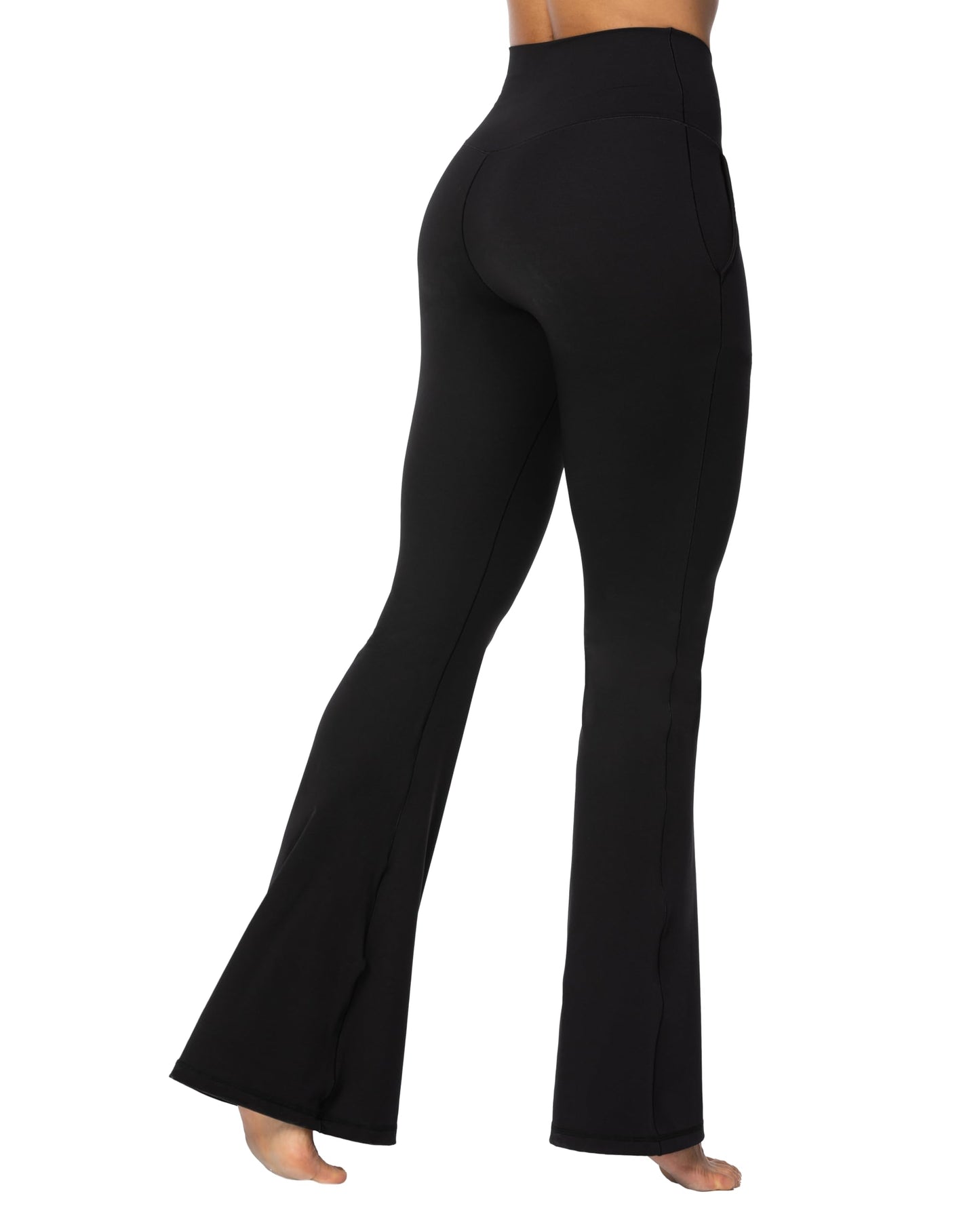 Sunzel Flare Leggings for Women with Pockets, Crossover Yoga Pants with Tummy Control, High Waisted and Wide Leg