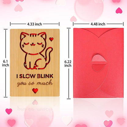 Wooden Valentines Day Card for Her Him, Romantic Wood Happy Valentines Day Gifts for Husband Wife Girlfriend Boyfriend, Wooden Valentine Greeting Card