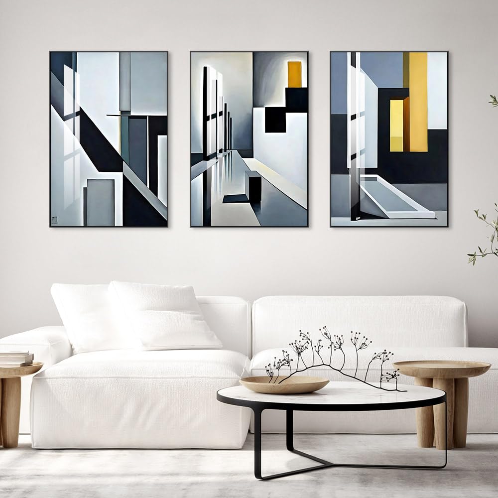 Framed Wall Art Set of 3 Bright Posters & Prints, Modern Abstract Aesthetic Pictures Decor For living room Bedroom Kitchen Office. Wall Art Decor Are Great Gifts Choice (16" X 24" X 3 pieces)