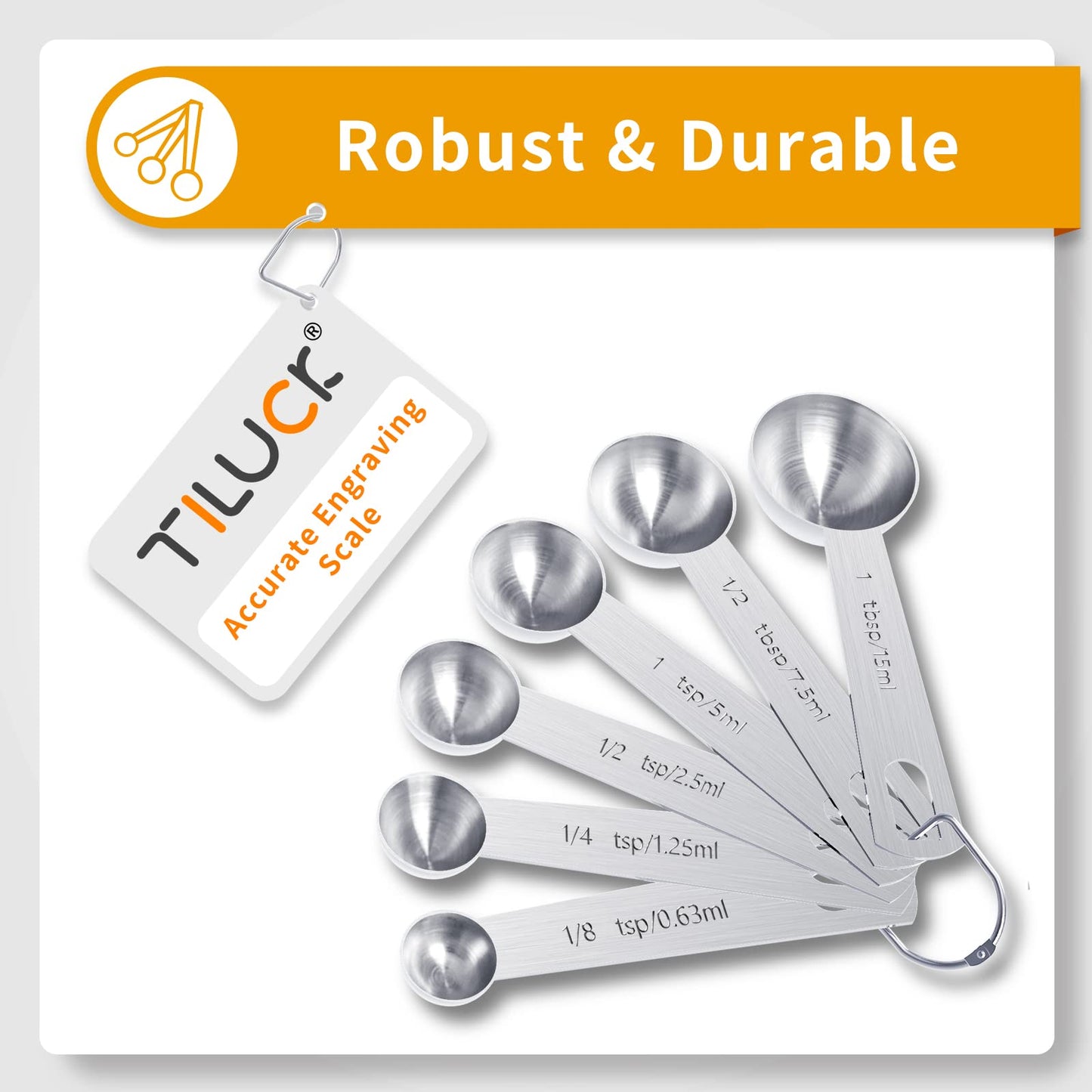 TILUCK Stainless Steel Measuring Cups & Spoons Set