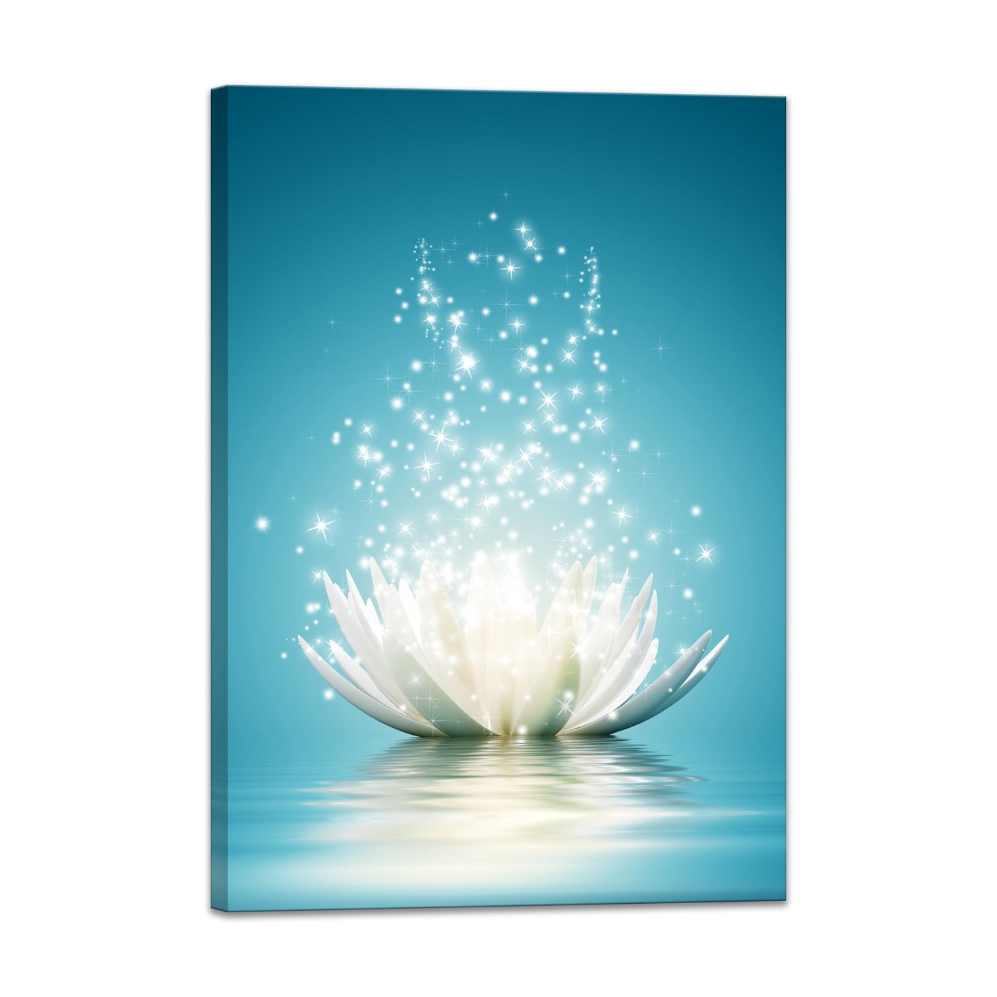 Canvas Prints Art Lotus Floral Pictures Wall Art for Zen Office Decor Meditation Poster Modern Artwork Painting Framed Ready to Hang(12x16inch)