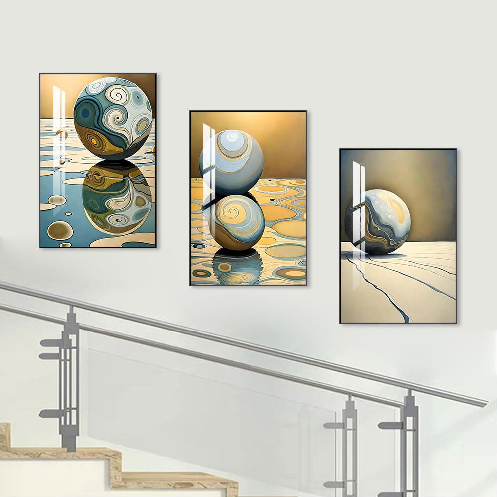 Gerahmtes Wandkunst-Set mit 3 hellen Postern und Drucken, moderne abstrakte ästhetische Bilder als Dekoration für Wohnzimmer, Schlafzimmer, Küche und Büro. Wandkunst-Dekor ist eine tolle Geschenkidee (16" x 24" x 3 Stück) 