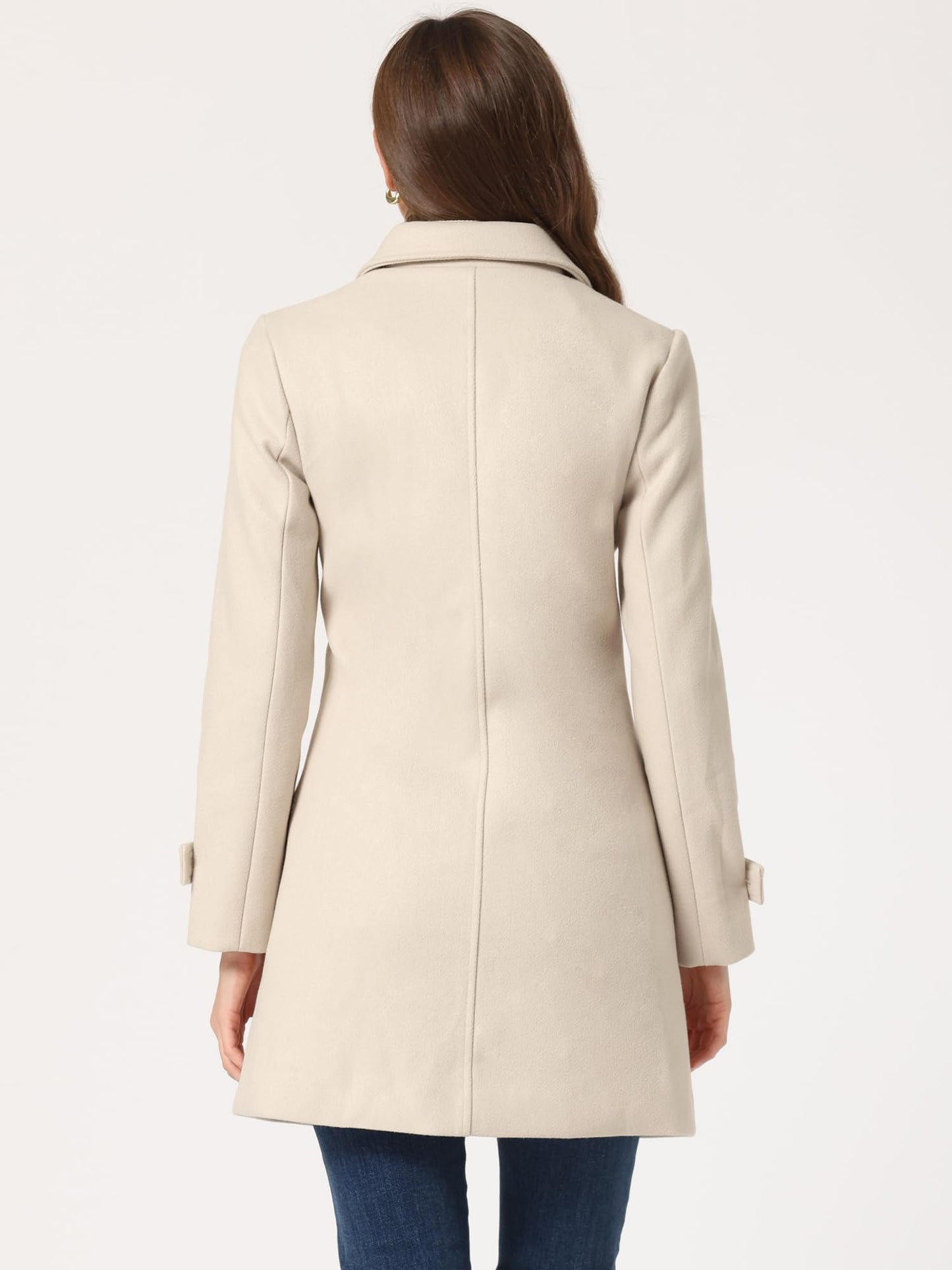 Manteau d'hiver pour femme Allegra K, col Peter Pan, mi-cuisse, coupe trapèze, simple boutonnage