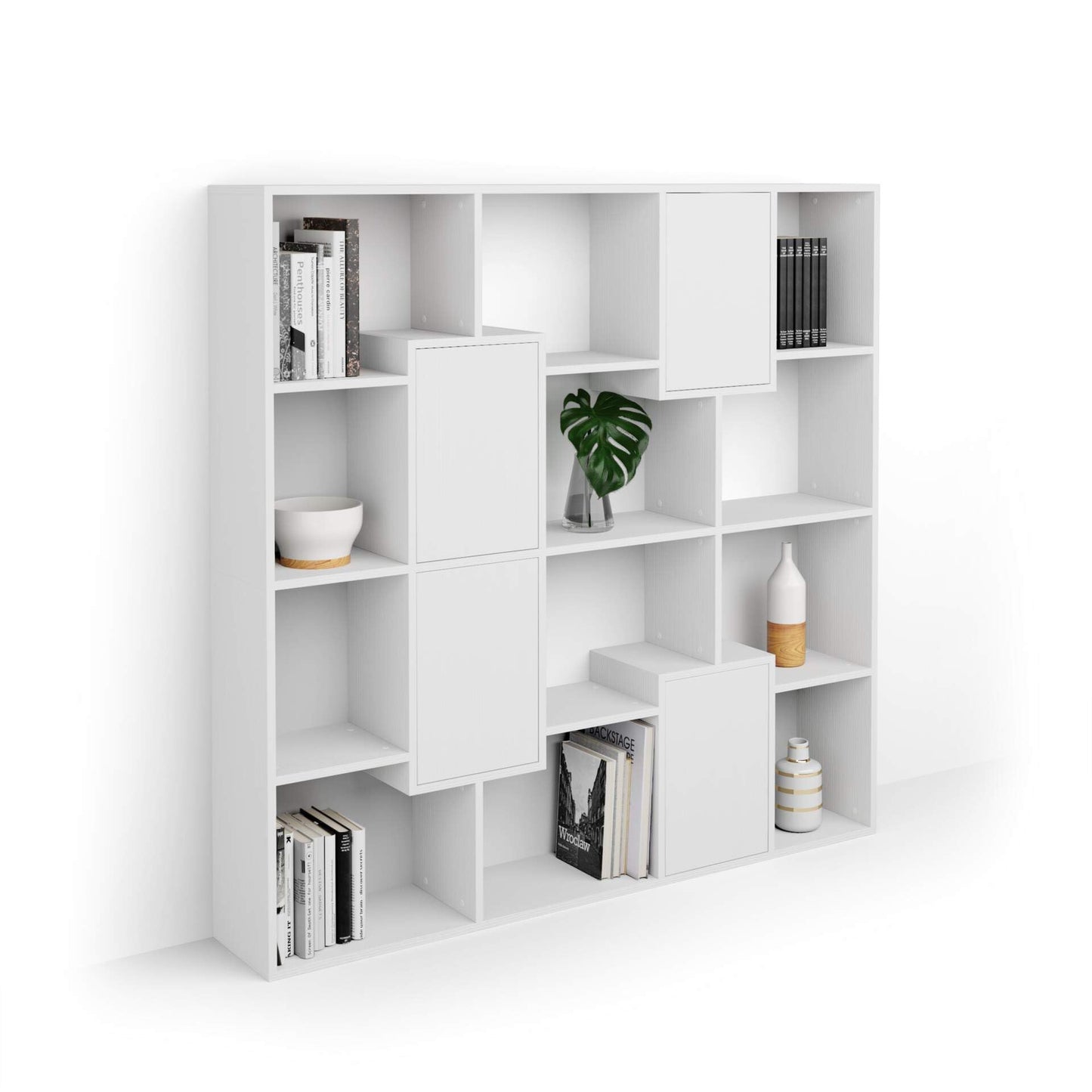 Mobili Fiver, Iacopo XS Bücherregal (63,31 x 31,5 Zoll), rustikale Eiche, Aufbewahrungsbücherregal, modernes Bücherregal für Wohnzimmer, Büro, italienische Möbel 