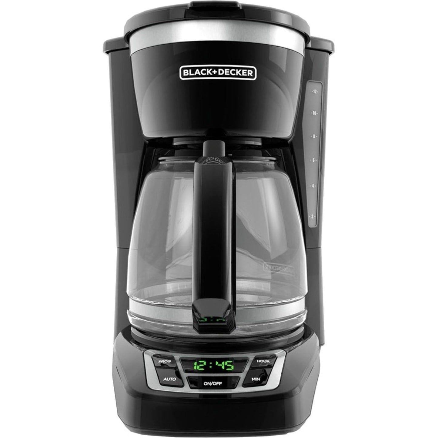 Cafetière numérique 12 tasses BLACK+DECKER, CM1160W, programmable, filtre à panier lavable, Sneak-A-Cup, infusion automatique, fenêtre d'eau, maintien de la plaque chauffante, blanc 