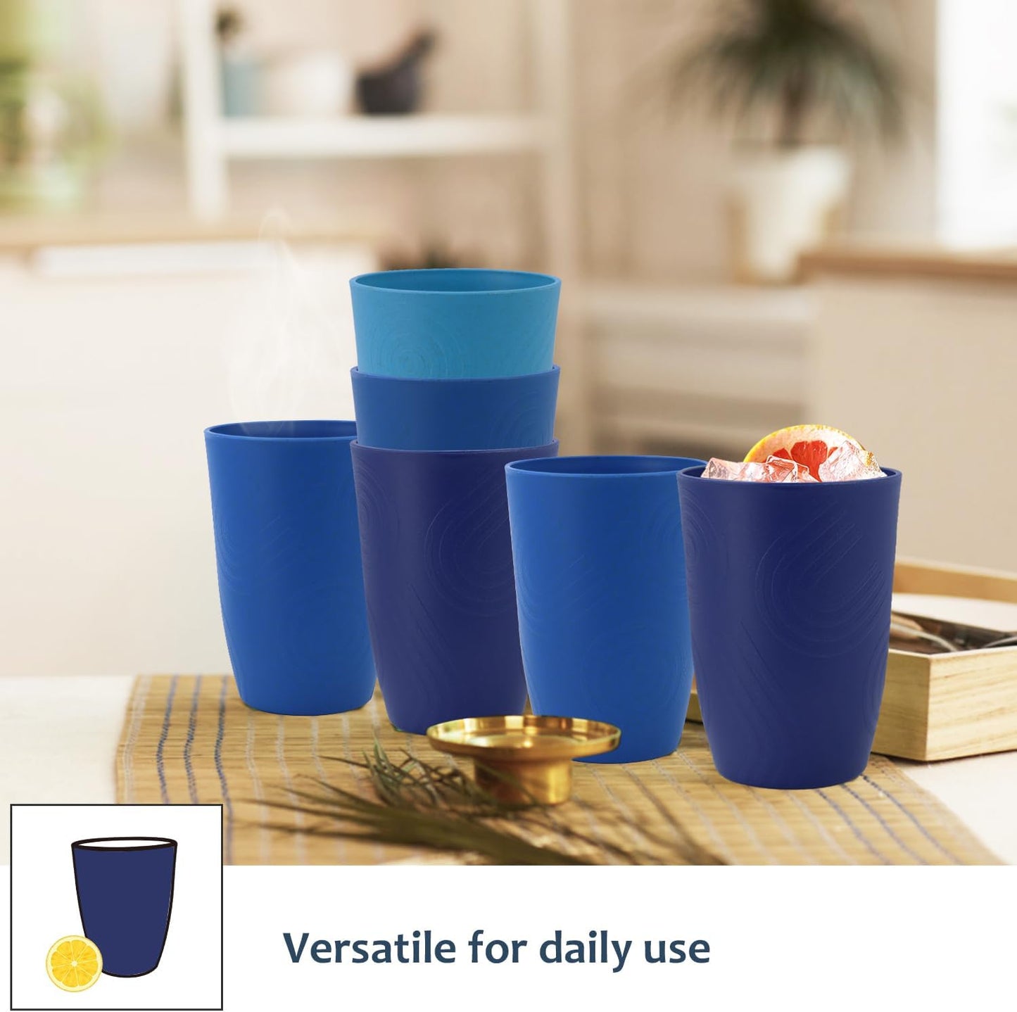 Homienly Wheat Straw Cups Plastic Cups Unbreakable Drinking Cup Reusable Dishwasher Safe Water Glasses Plastic Stackable Water Tumblers in Multi color(20 OZ 8 PCS)