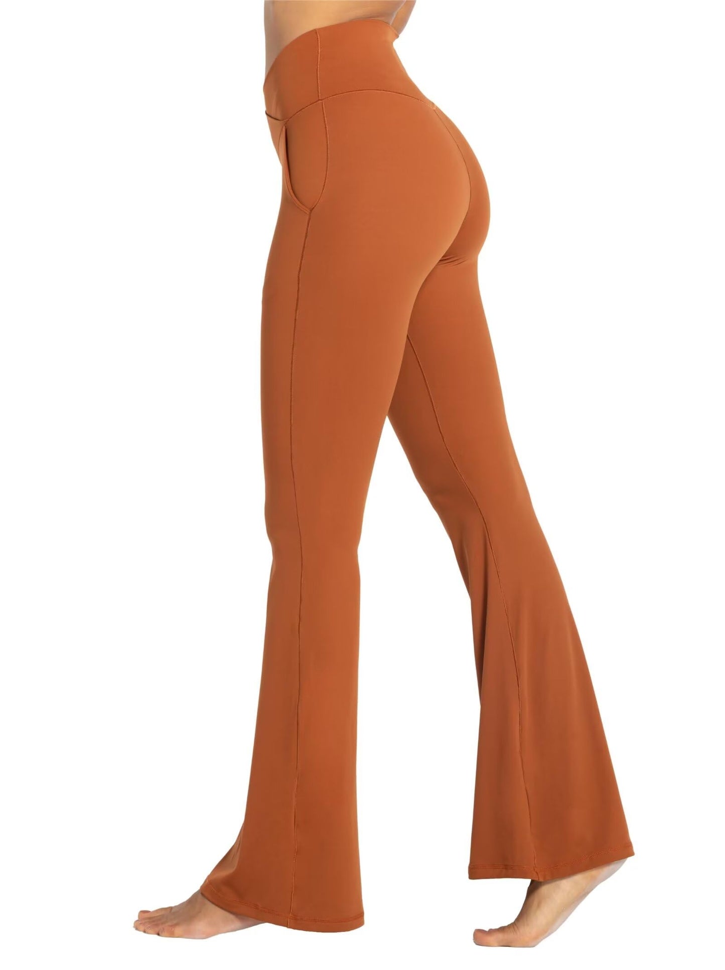 Legging évasé Sunzel pour femme avec poches, pantalon de yoga croisé avec contrôle du ventre, taille haute et jambe large