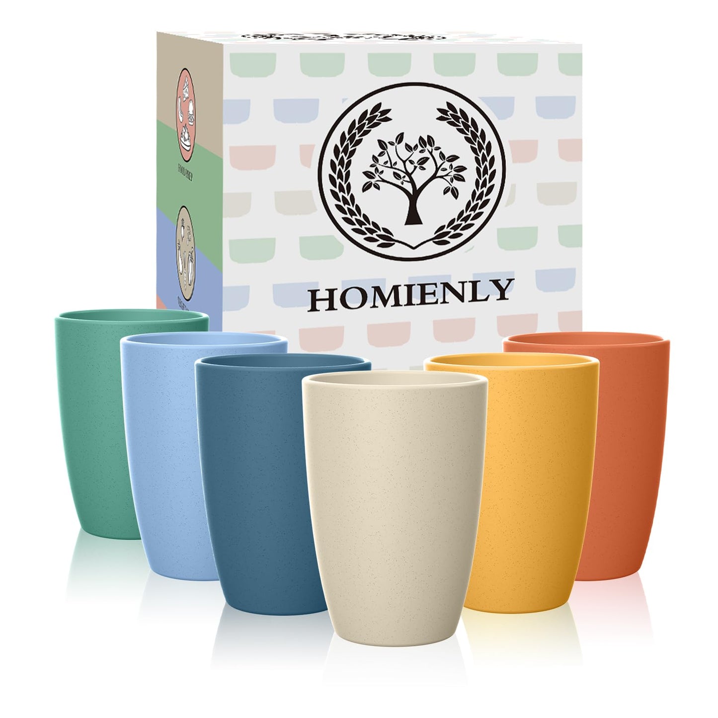 Homienly Wheat Straw Cups – Reusable, Unbreakable, Tumblers, Stackable & Dishwasher Safe