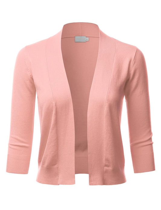 LALABEE Cardigan boléro court classique à manches 3/4 pour femme ouvert sur le devant pour robes (S~XXL)