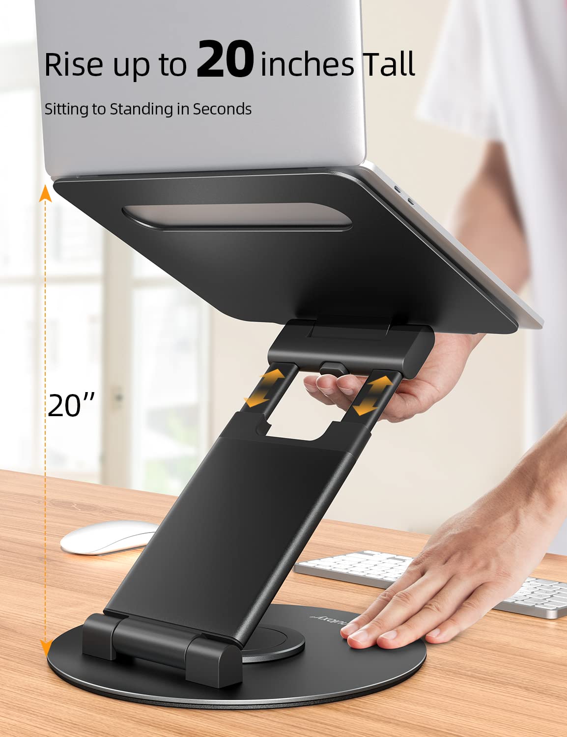 Nulaxy Teleskop-Laptopständer für den Schreibtisch, um 360 Grad drehbar, höhenverstellbar, schwenkbar, ausziehbares Design, ergonomischer Laptop-Riser, passend für alle 10-17 Zoll Laptops, Computer, MacBook, grau