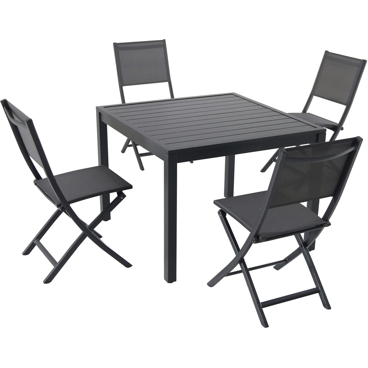 Hanover Naples 11-Piece Patio Dining Set with Rust Resistant Aluminum 40" x 118" Expanding Rectangular Dining Table w/ 10 High-Back Stackable Sling Chairs, Weather-Resistant Outdoor Dining Set for 10