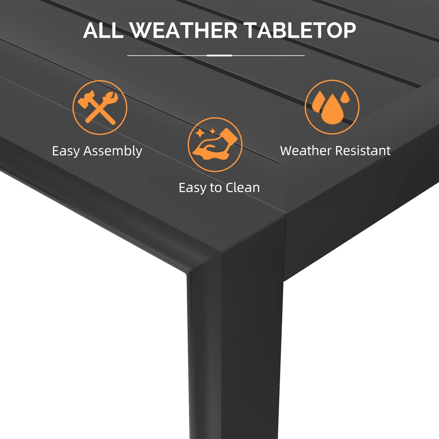 PURPLE LEAF Outdoor Dining Table 121" X 37" Slatted Tabletop Large Aluminum Rectangular Patio Dining Table for 10, Weather-Resistant Patio Table for Backyard Garden Lawn Porch Deck