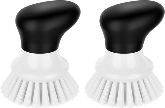 MR.SIGA Dish Scrub Brush, Palm Brush Dish Scrubber with Ergonomic Grip, Kitchen Brushes for Dishes, White, Pack of 2