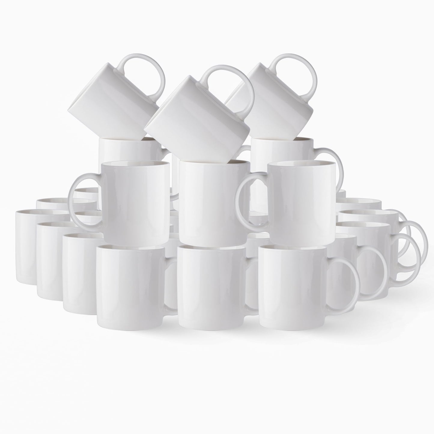 AmorArc 12oz Off-White Kaffeetassen 6er-Set, Keramik-Kaffeetassen mit großem Henkel für Mann, Frau, leichtes Kaffeetassen-Set für Latte/Cappuccino/Kakao/Milch, spülmaschinen- und mikrowellenfest, 6-tlg. 