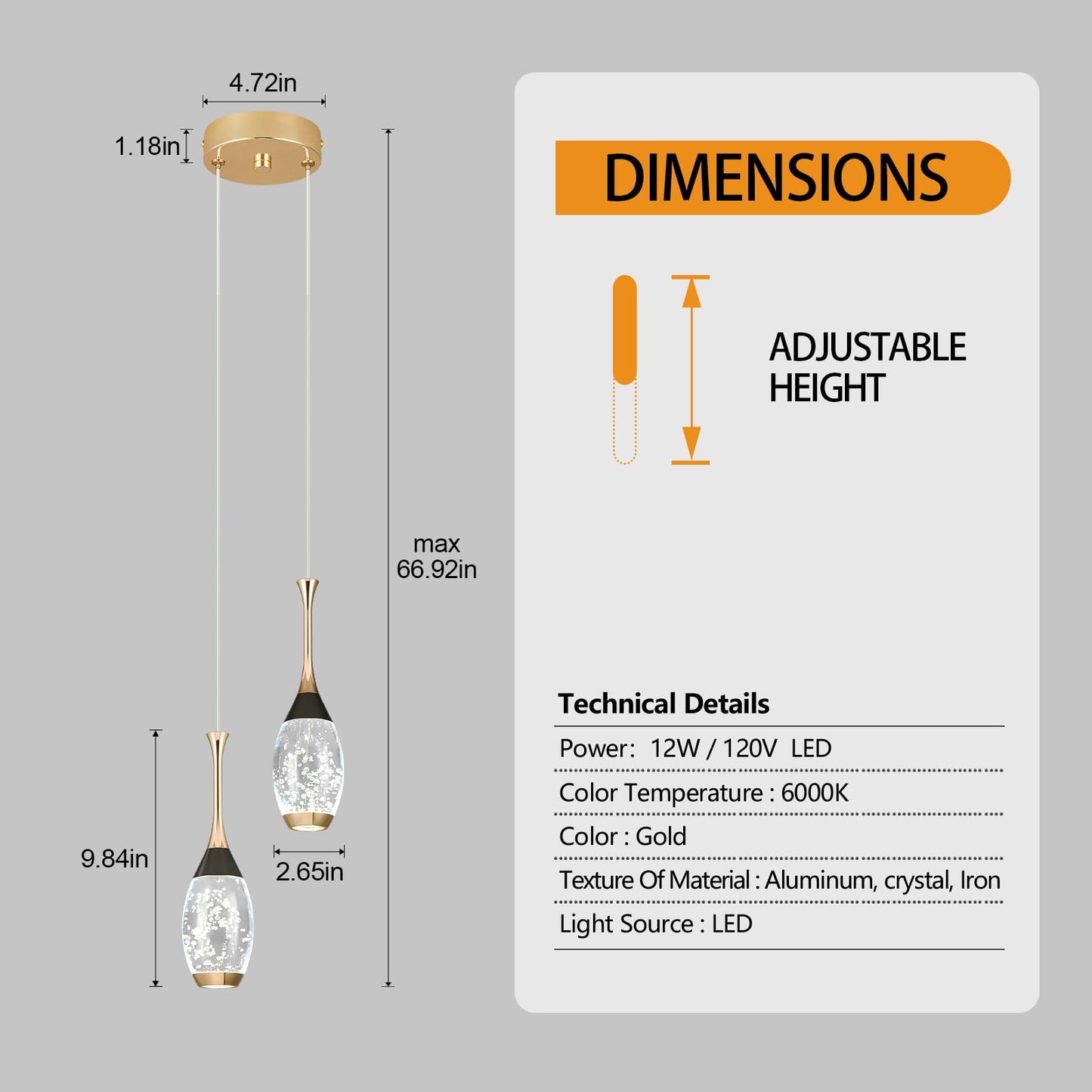 Moderne Pendelleuchte in Schwarzgold, dimmbare LED-Deckenleuchte, Mini-Pendelleuchte in Tropfenform aus Kristall für Kücheninsel, Schlafzimmer, Flur, Eingangsbereich (3er-Pack) 