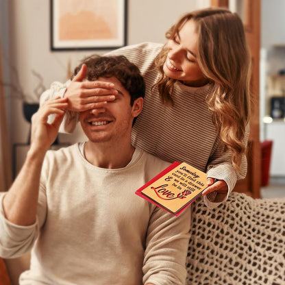 Wooden Valentines Day Card for Her Him, Romantic Wood Happy Valentines Day Gifts for Husband Wife Girlfriend Boyfriend, Wooden Valentine Greeting Card