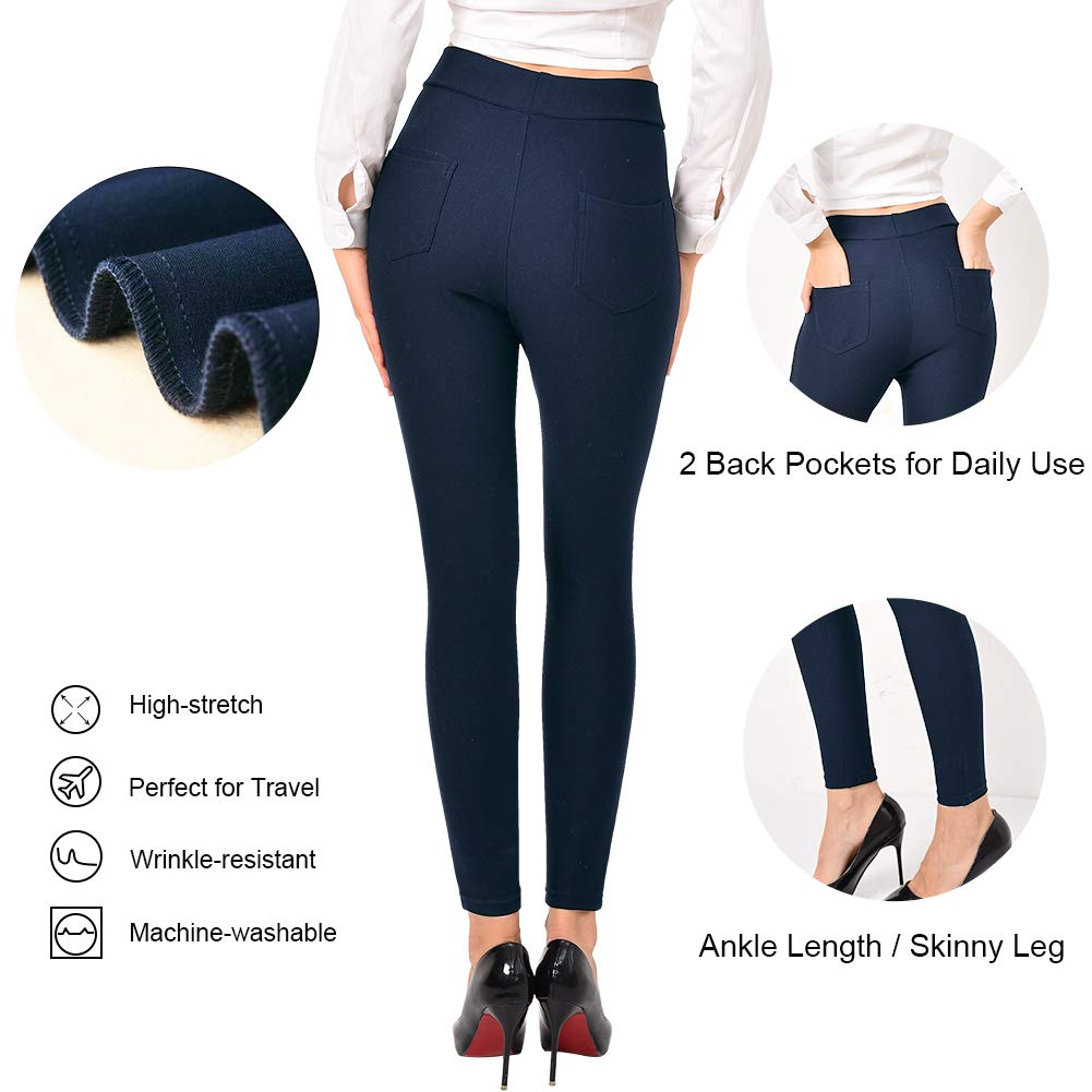 Ginasy Dress Pants for Women Business Casual Stretch Pull On Work Office Dressy Leggings Skinny Trousers with Pockets