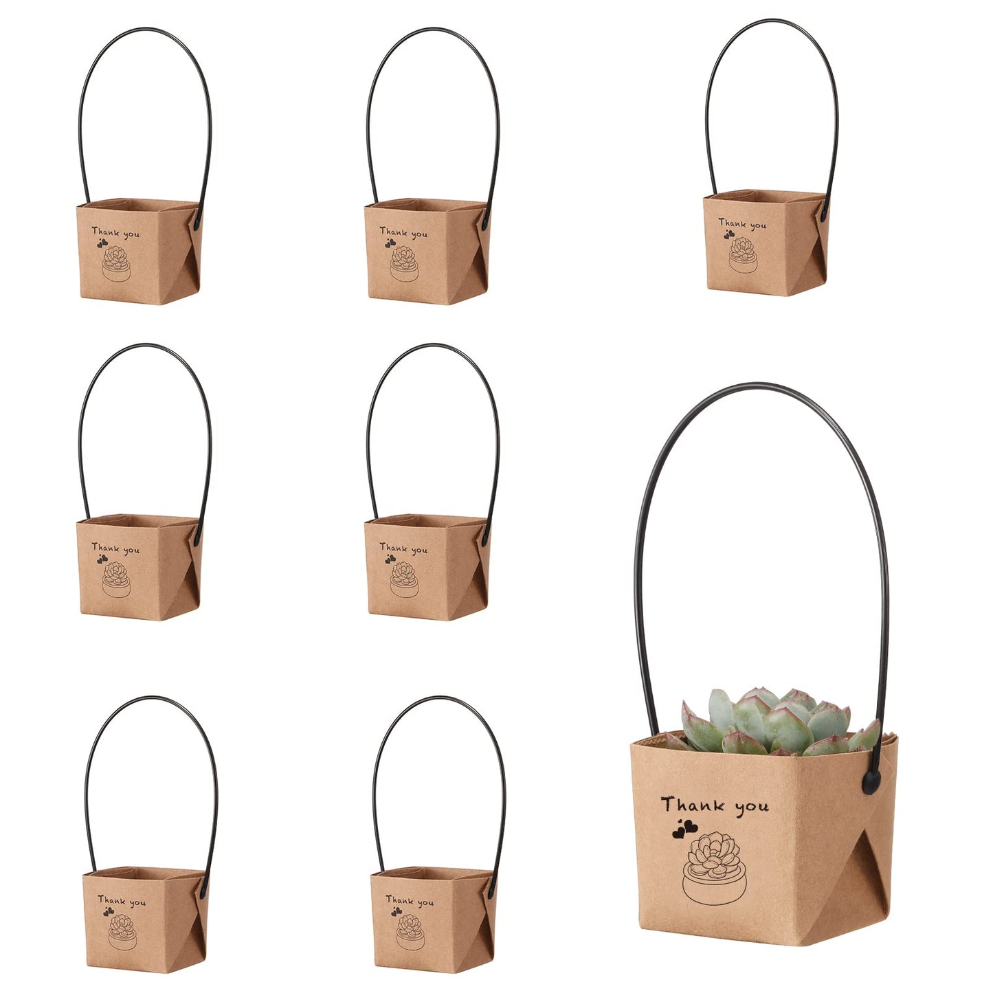 NITHECON 40pcs Thank You Succulents Wraps [NOT Include Plants and Pots]-[Fits 2 Inch Pots] Succulent Gift Wraps bags Decoration Sleeve Succulent for Wedding Baby Shower Favors Ideas,White