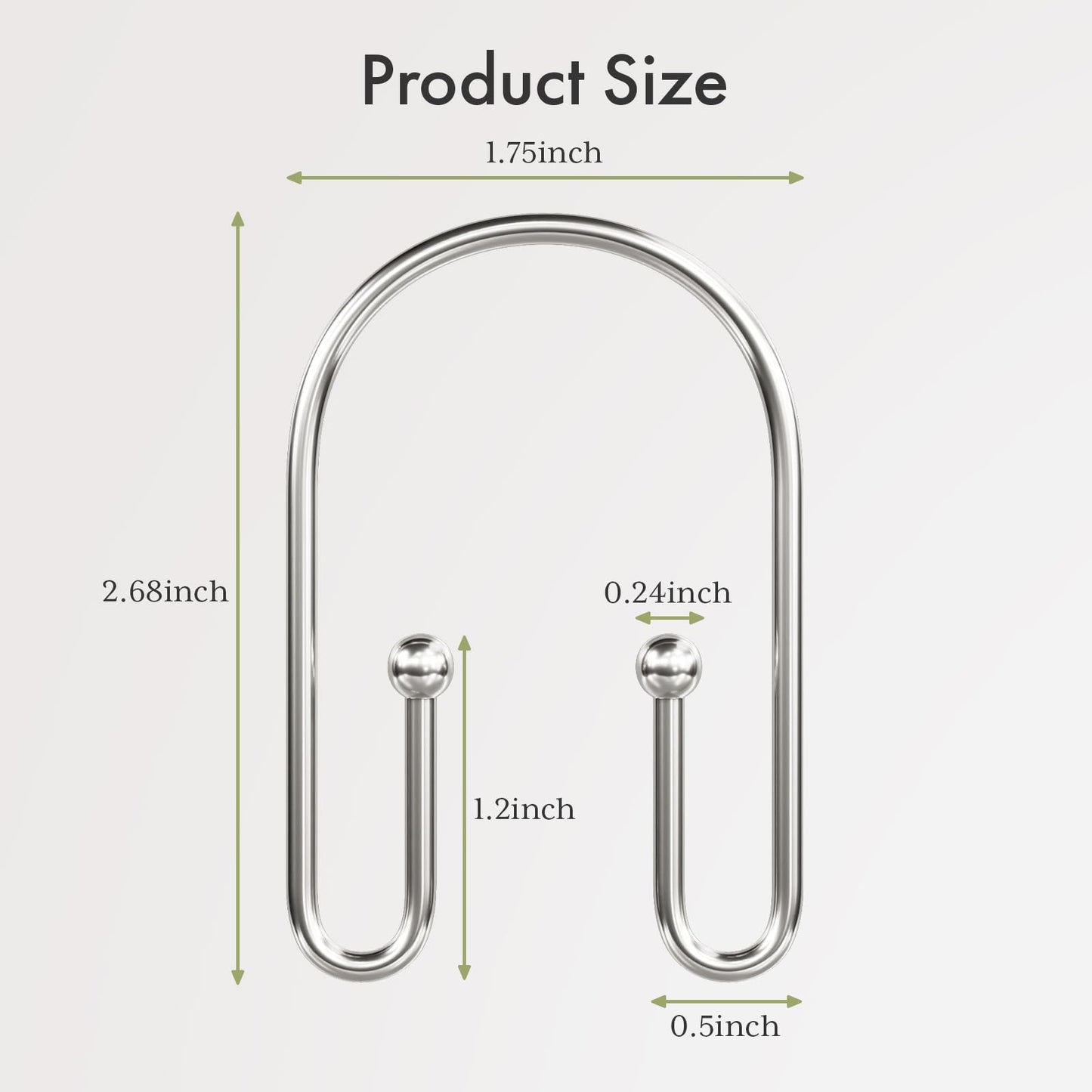 AmazerBath Shower Curtain Hooks, Metal Shower Curtain Rings Rust Proof, Double Sided Shower Curtain Hooks for Shower Curtain Liner Smooth Brushed Nickel Shower Hook Rings for Bathroom, Set of 12