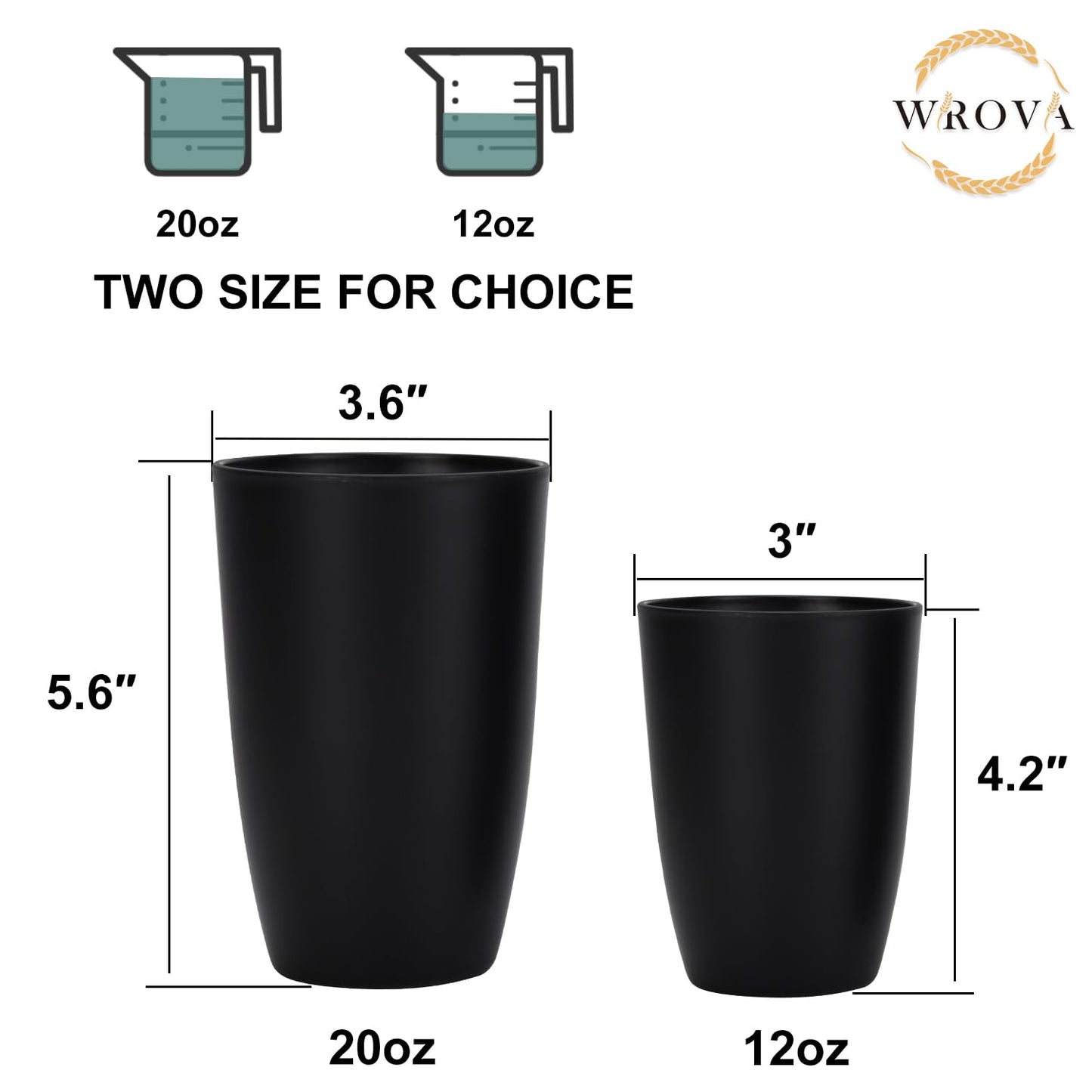 Wheat Straw Cups 8 PCS Good Alternative to Plastic Reusable Cups 20 oz Unbreakable Drinking Cup Reusable Dishwasher Safe Water Plastic Glasses Colorful Series