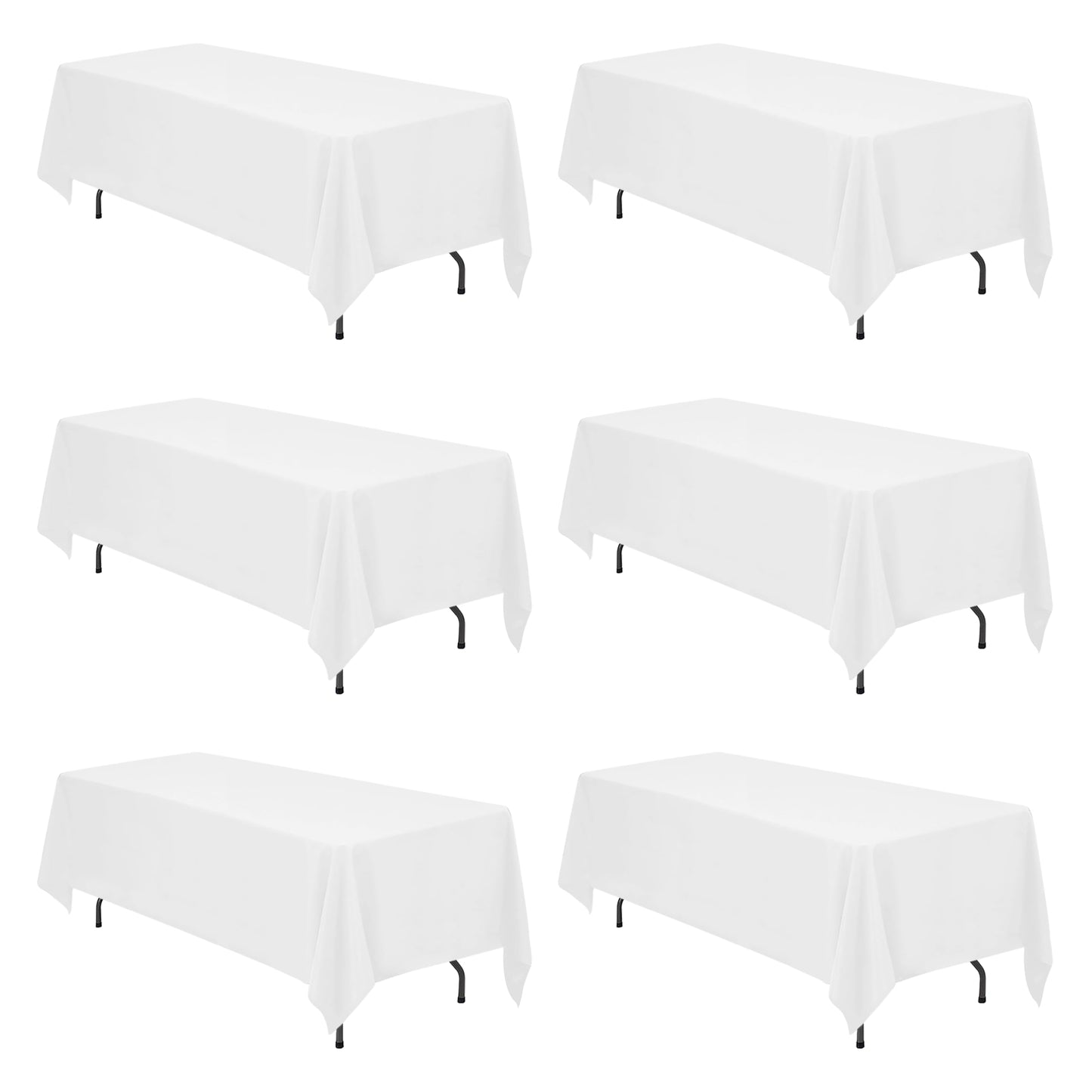 BRILLMAX Lot de 6 nappes bleu marine pour tables rectangulaires de 8 pieds 60 x 126 pouces - Tissu en polyester rectangulaire en vrac de 8 pieds lavable pour réception de mariage, banquet, fête, buffet, restaurant 