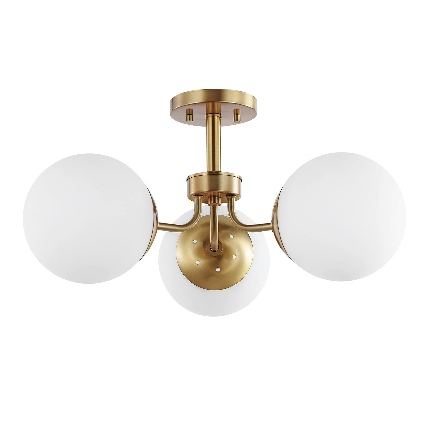 JONATHAN Y JYL7600F Olivier 23,5" 3-Light Bohemian Farmhouse Fer/Verre givré LED Semi Flush Mount, Chrome pour chambre à coucher, salon, cuisine, bureau à domicile, chambre d'enfants 