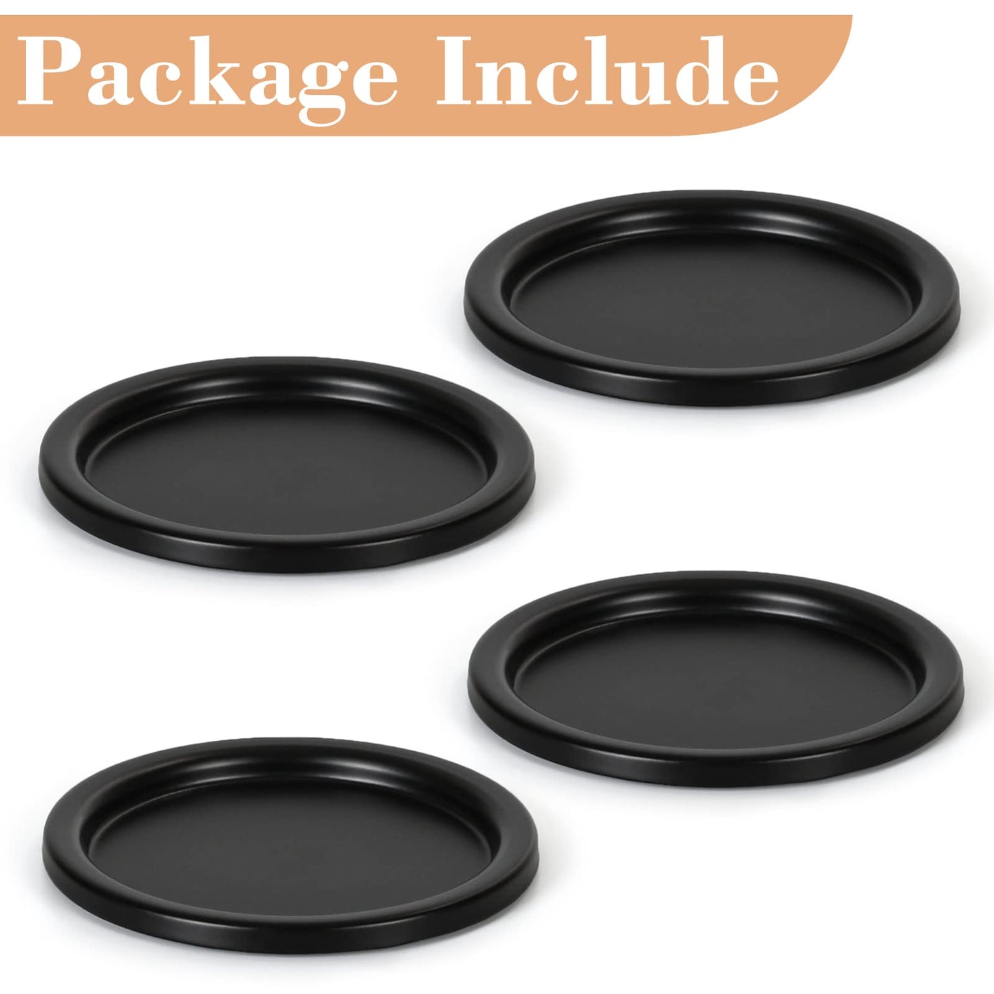 Black Iron Plate Candle Holder- Set of 4 |3.8" D x 0.2" H| Decorative Iron Pillar Candle Plate, Elegant Candle Stand for LED & Wax Candles, Incense Cones, Spa, Weddings (4 pcs)