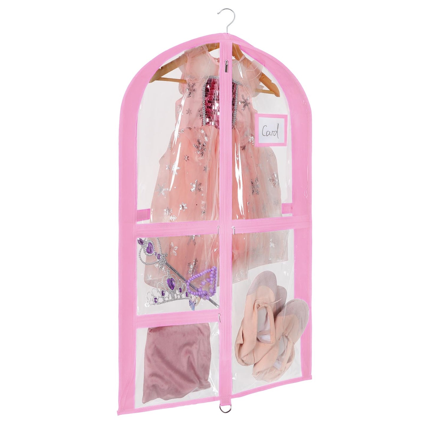 Univivi Clear PVC Dance Costume Bags (3 Pack) Garment Bag 40 Inch for Dance Competitions, with 4 Medium Clear Zipper Pockets and 1 Large Back Zippered Pocket [Upgraded Version]