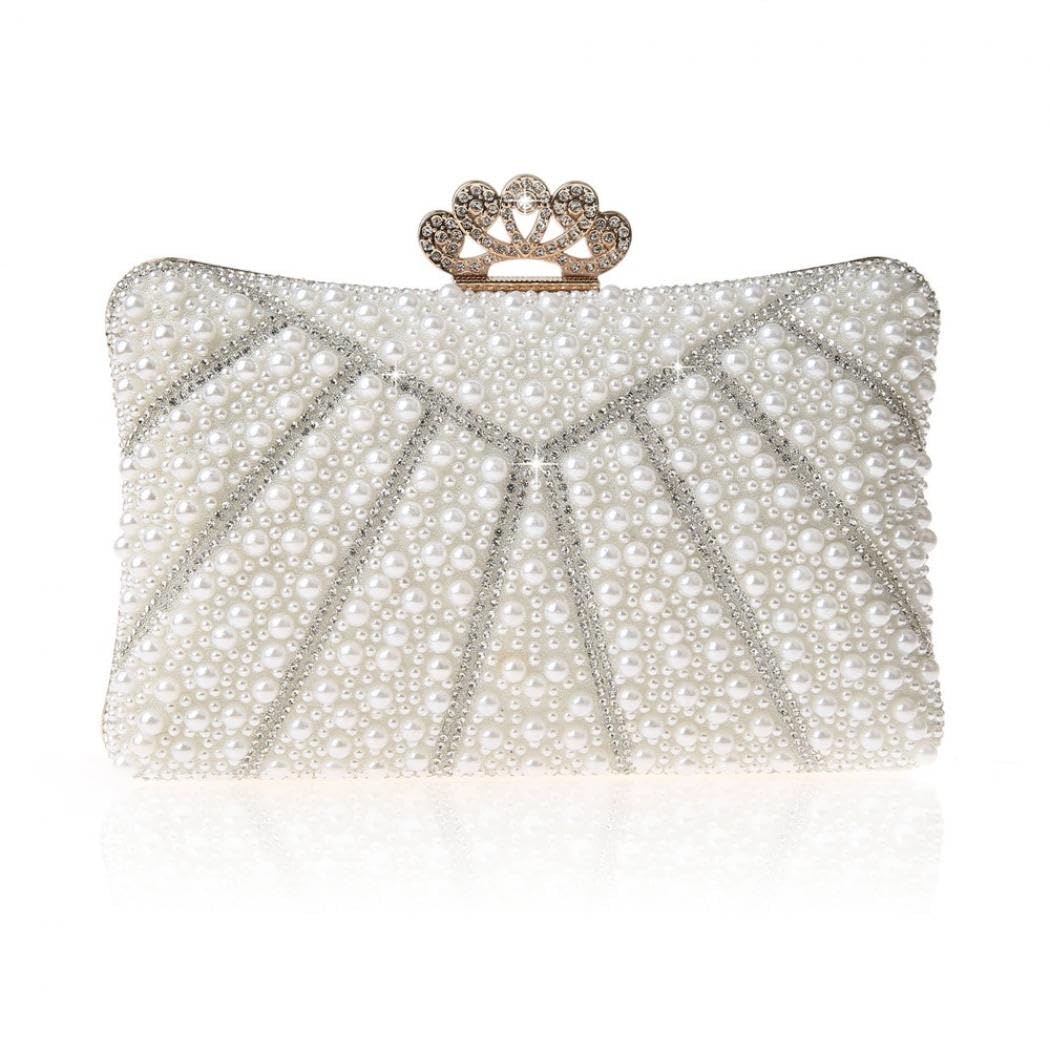 jessie Evening Bags and Clutches, Women's Beaded Evening Handbags Cocktail Prom Bridal Pearl Clutch Purses for Women Wedding