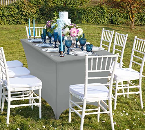 Lot de 2 nappes en élasthanne Utopia Kitchen [2,4 m, blanc] - Housse de table rectangulaire extensible, ajustée, lavable et infroissable - Pour événements, mariages, banquets et fêtes - 248 x 76 x 76 cm 