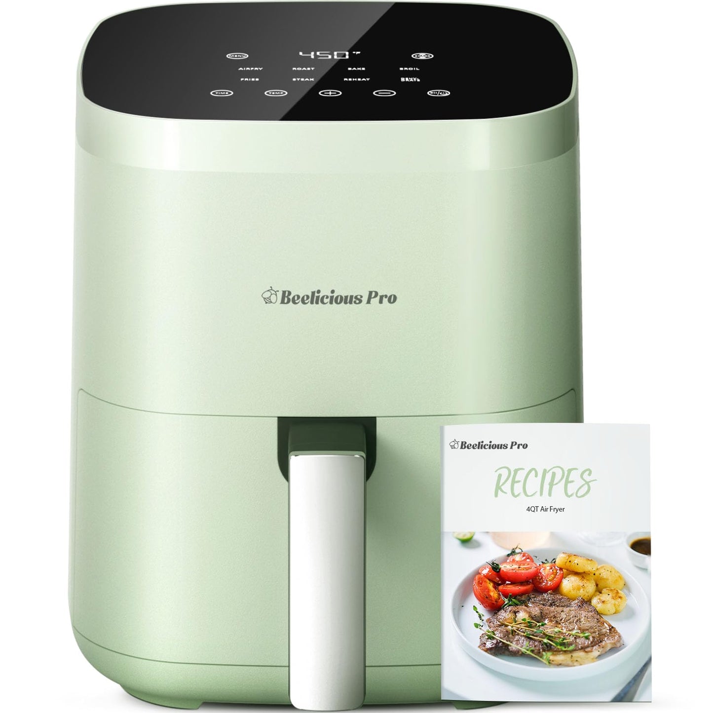 Friteuse à air Beelicious 8 en 1 Smart Compact 4QT, rappel de secousse, friteuse à air numérique 450 °F avec technologie Flavor-Lock, écran en verre trempé, lavable au lave-vaisselle et antiadhésive, convient pour 1 à 3 personnes, rouge 