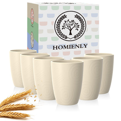 Homienly Wheat Straw Cups – Reusable, Unbreakable, Tumblers, Stackable & Dishwasher Safe