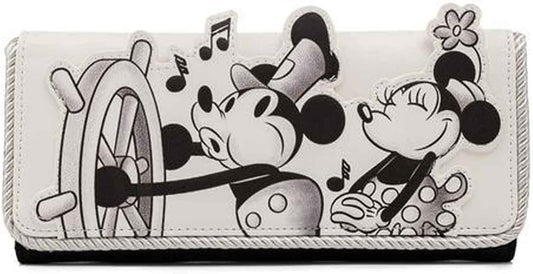 Portefeuille à rabat Loungefly Disney Mickey Mouse Steamboat Willie Music Cruise 