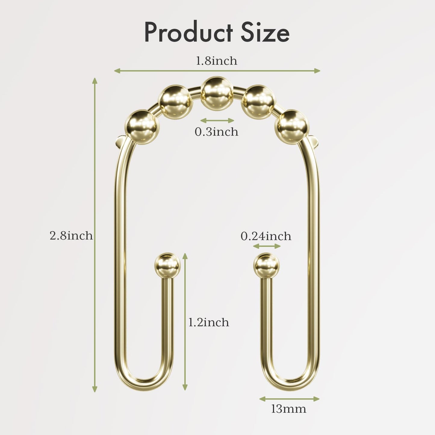 AmazerBath Shower Curtain Hooks, Metal Shower Curtain Rings Rust Proof, Double Sided Shower Curtain Hooks for Shower Curtain Liner Smooth Brushed Nickel Shower Hook Rings for Bathroom, Set of 12