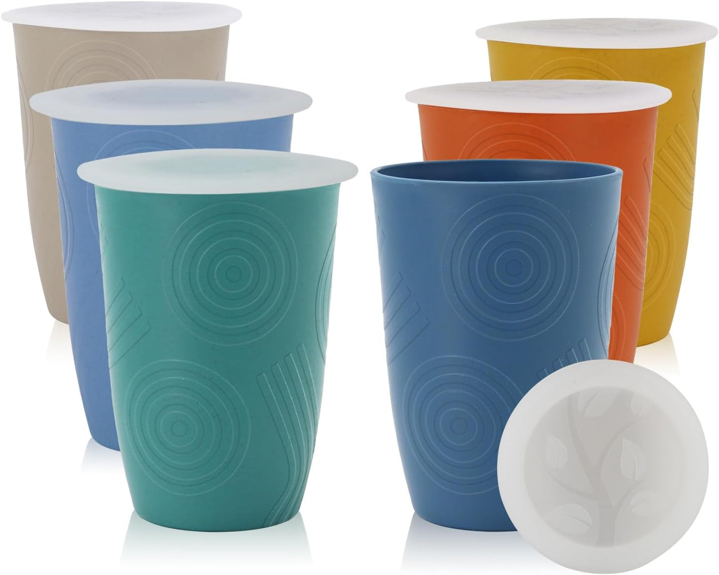 Homienly Wheat Straw Cups Plastic Cups Unbreakable Drinking Cup Reusable Dishwasher Safe Water Glasses Plastic Stackable Water Tumblers in Multi color(20 OZ 8 PCS)