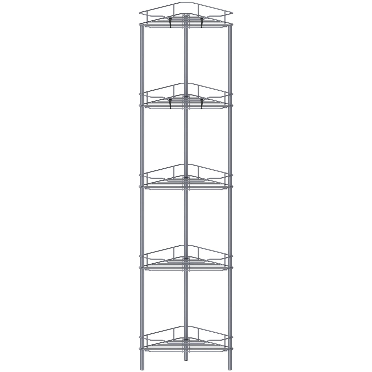 4 Tier Floor Standing Corner Shower Caddy Organizer Shelf with Hooks