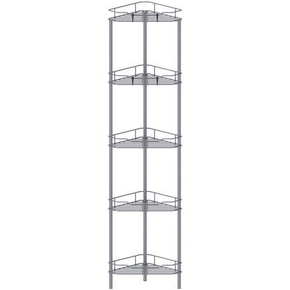 4 Tier Floor Standing Corner Shower Caddy Organizer Shelf with Hooks
